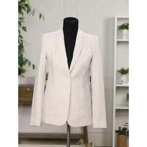 NWT Elie Tahari Linen Blazer Jacket Size 2 Tan Beige Minimalist Quiet Luxury